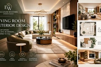 design your living room interior with realistic 3d renders