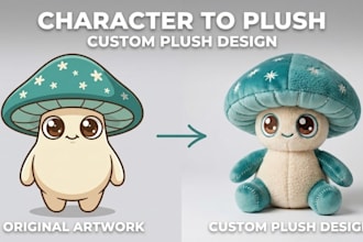 turn your character or mascot into a custom plush toy design
