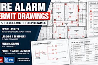 create nfpa 72 fire alarm permit and shop drawings