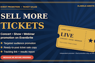do eventbrite promotion for concerts, shows, webinars and ticket sales
