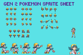 create custom pokemon gsc gen 2 pixel art trainer sprites and character for you