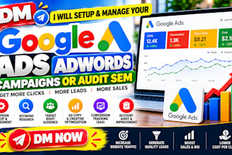 setup and manage your google ads adwords campaigns or audit sem