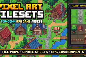 pixel art tileset 2d top down tile map rpg game background assets sprites sheet
