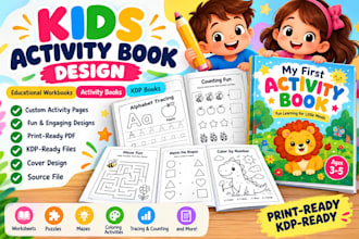 design kids activity book  educational workbook textbook and KDP activity book