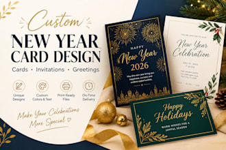 design custom new year cards, holiday invitations, and greeting cards