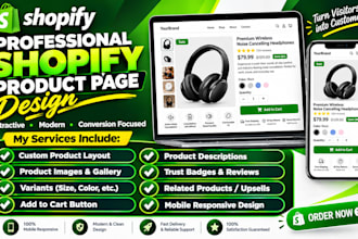 design a professional shopify product page and customize your shopify store