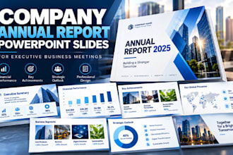 company annual report powerpoint slides for executive corporate business meeting