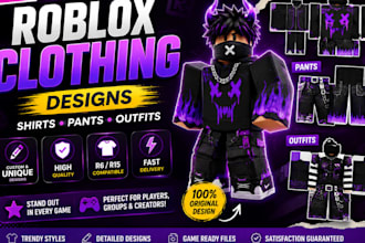design your custom roblox clothing, shirts, pants and unique avatar outfits