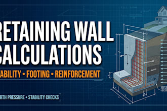 calculate retaining wall stability and reinforced concrete design
