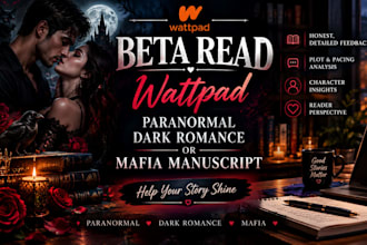 beta read wattpad paranormal dark romance or mafia manuscript