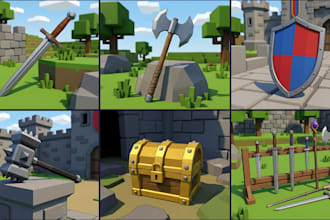 roblox low poly weapons game assets medieval props pack weapon treasure chest