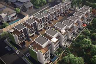 redesign3d townhouse,living complex,cgi estate apartments,hostel exterior render