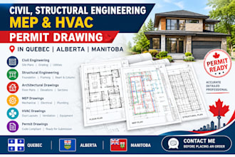 civil, structural engineering mep hvac permit drawing in quebec alberta manitoba