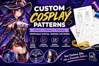 create custom cosplay sewing patterns for anime, games and costumes