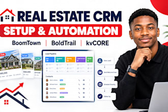 setup real estate CRM, boomtown, boldtrail and kvcore automation