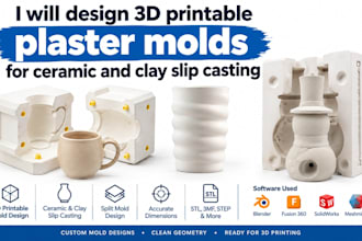 design 3d printable plaster mold for ceramic and clay slip casting