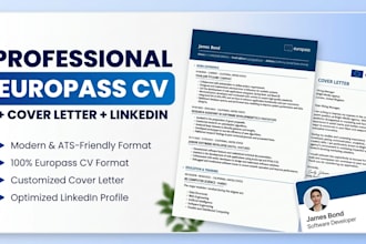 design an ats europass CV, resume, and cover letter