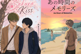 design anime light novel cover, webnovel cover, webtoon and manga style book art