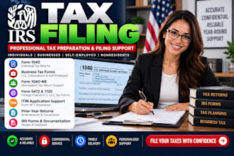 fill and file all US tax forms 1040, 1065, 1120 w2