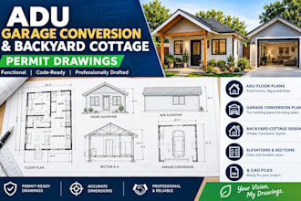 prepare adu garage conversion and backyard cottage permit drawings