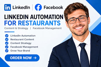 create linkedin automation restuarant content strategy facebook management