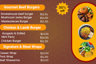 design professional restaurant and food menu design