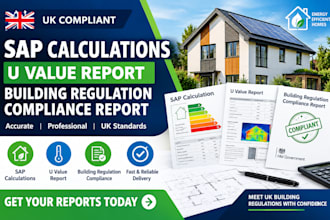 do UK sap calculations, u value report and building regulation compliance report