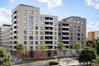 cgi semi detached apartment,mixed use complex,residential tower,balconies render