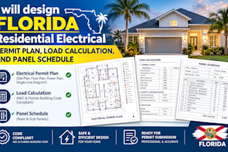 design florida residential electrical permit load calculation and panel schedule