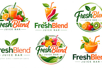 design a professional fresh juice, smoothie fruit, healthy drinks juice bar logo