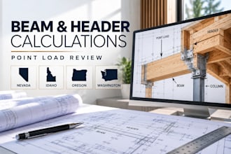 review and certify beam point load and header calculations for nv id or wa