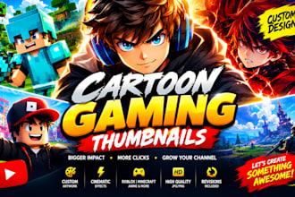 create eye catching cartoon cinematic youtube thumbnails for gaming videos