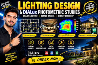 design lighting layouts, led lighting plans, dialux photometric studies