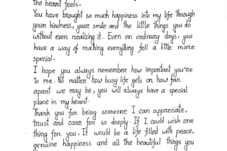 handwrite your text in neat and elegant handwriting