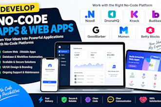 develop noodl dronahq knack budibase goodbarber momen betty blocks apps