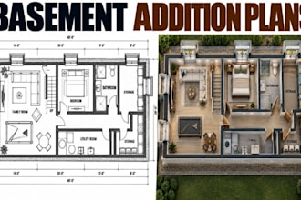 design basement addition plans with professional cad architectural documentation