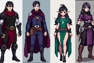 create pixel art character game assets sprites for animation game art indie game