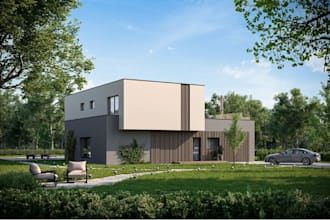 revamp farm house exterior,cottage home cgi visual,country home landscape render
