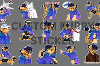 draw furry stickers for telegram, discord, fursona emotes and sticker pack