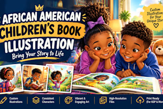 illustrate african american childrens books with custom storybook art