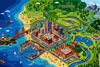 design an interactive website map, svg map, vector illustration