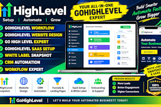 setup gohighlevel workflow automation, CRM, ghl website design, saas onboarding