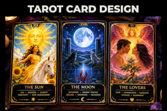 design tarot card deck, custom tarot cards, tarot art and print ready cards