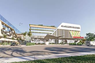 remodel hospital campus building, healthcare facility design,cgi exterior render