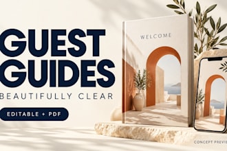 design an editable airbnb welcome book and guest guide PDF