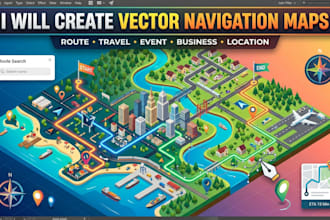 create custom vector map, route maps,  location maps and navigation