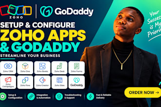 setup zoho crm zoho one zoho website form campaign zoho flow godaddy duda