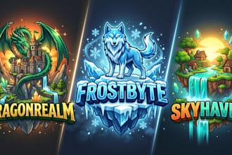 draw custom minecraft server logo, smp icon, fantasy mascot and network branding