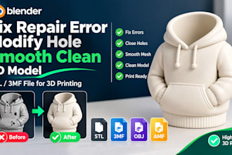 fix repair error modify hole smooth clean 3d model stl 3mf file for 3d printing