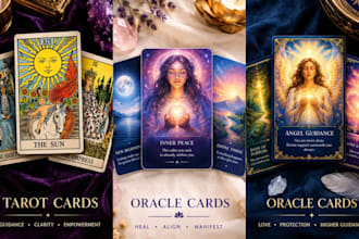 design oracle card deck, angel cards, goddess oracle, crystal cards, tarot art